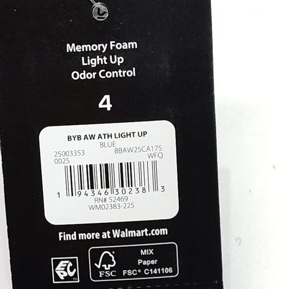 Athletic Works Light-Up Sneaker Boy 4 Bungee Laces Hook Loop Strap On/Off Switch - Picture 12 of 14